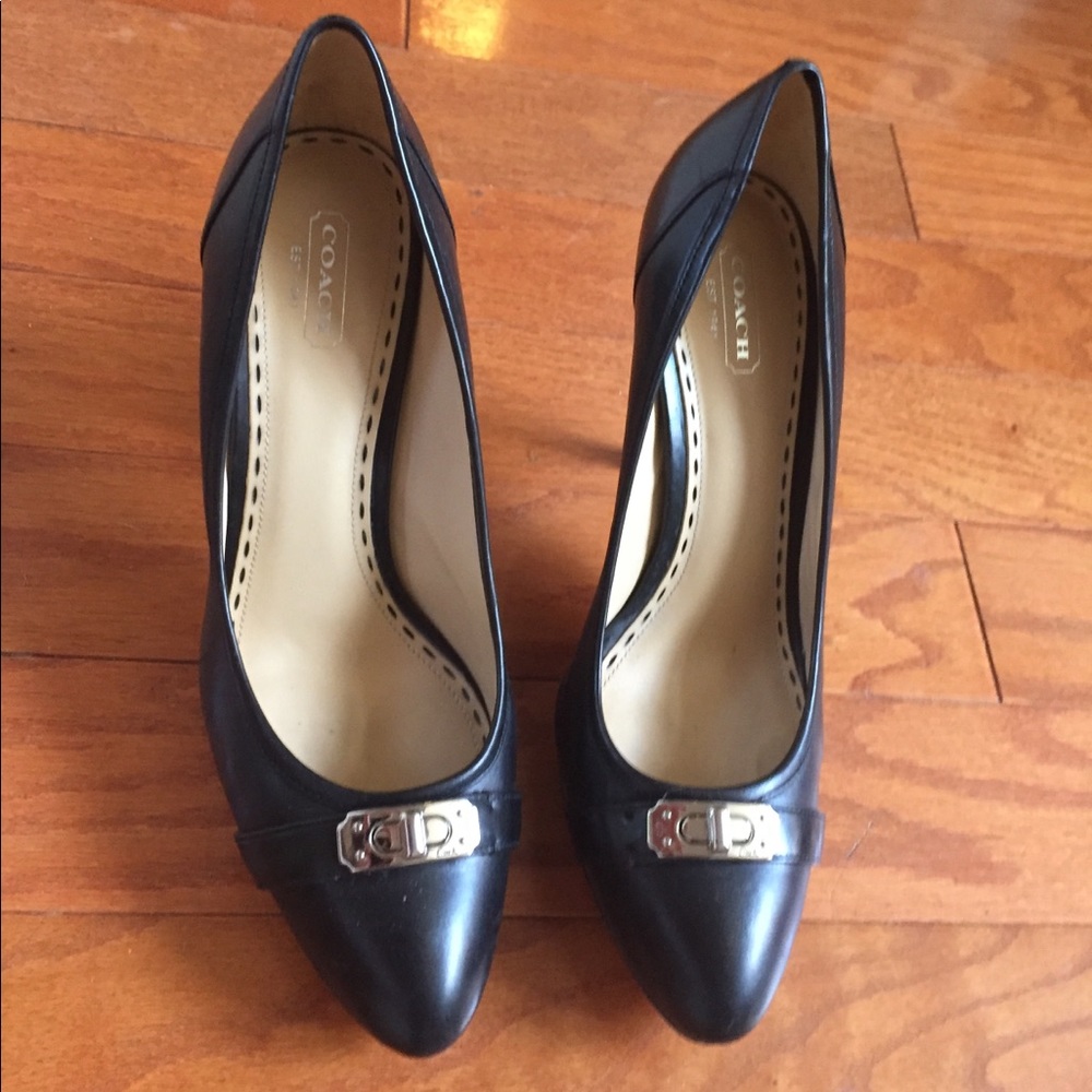 Coach black leather heels